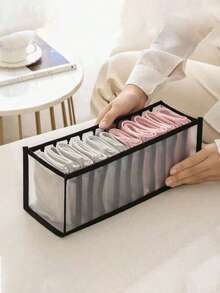 1/3/5pcs Underwear Storage Box, Foldable Bra Organizer Drawer Divider, Wardrobe Lingerie Storage Containers - Black - View 9