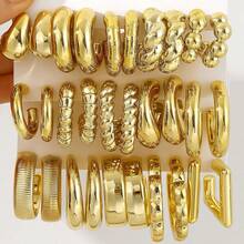 10 Pairs Chunky Gold Earrings Women, Statement Hoops Earring Multipack, Gold Chunky Hoop Earrings Jewelry - C15Pairs Gold - View 3