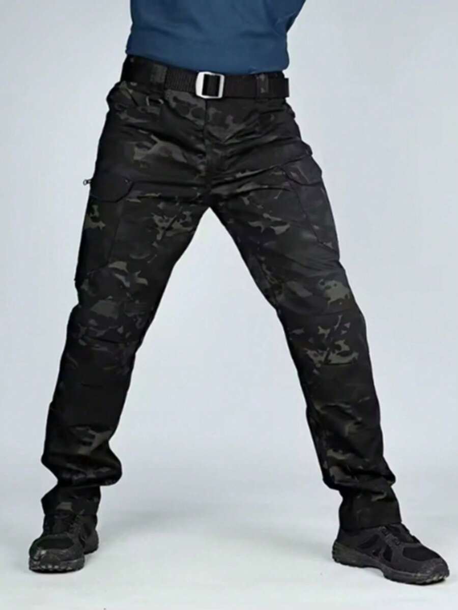 Men's Tactical Pants With Multiple Pockets, Multi-Pocket Design For Hiking & Outdoor Adventures, Camping Gear - Camouflage - View 1
