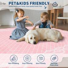 Washable Rugs, Rug Modern Geometric Living Room Rug, Stain-Resistant Scalloped Throw Rugs, Soft Faux Wool Carpet For Bedroom Entryway Office Dorm - Pink(60*230cm) - View 7