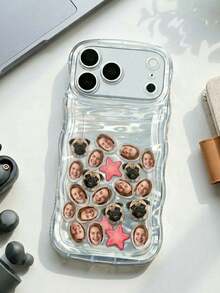 Funda de teléfono personalizada - Funda de teléfono con foto personalizada y bordes ondulados - Funda de teléfono transparente de TPU con decoraciones flotantes - Regalo personalizado para amigos y familiares - Ideal para uso diario, protección del teléfono y decoración - Rosa - Ver 8