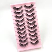 Lông mi giả 5D giả lông chồn, 10 cặp, kiểu đan chéo mềm mại, tự nhiên, dày và bồng bềnh, thích hợp sử dụng hàng ngày. - màu đen - Xem 2
