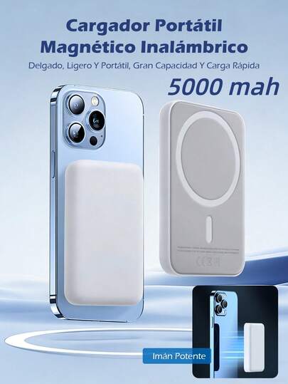 5000mAh Cargador Magnético Power Bank  Batería Externa ,banco de energía,Pilas Recargables para Celular,Cargador Inalámbrico Portátil,Bateria Portatil para Celular,Diseño Ligero y Práctico para Uso Diario Viajes Oficina Emergencia Regalo Apple 12/13/14/15/16/17