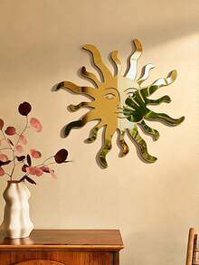 1 miếng dán tường hình mặt trời tự làm bằng acrylic, gương, dán tường 3D, trang trí tường hình mặt trời cỡ lớn, decal dán tường hình mặt trời có thể tháo rời, miếng dán tường hình mặt trời chấm bi vàng cho phòng trẻ sơ sinh, phòng ngủ trẻ em. - Nhiều màu - Xem 3