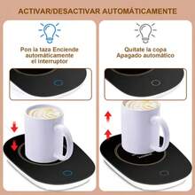Calentador de Tazas Eléctrico con Sensor Inteligente, Placa Calentadora de Café 16W, Mantiene Calor para Café, Té y Leche, Uso en Oficina y Hogar (Sin Taza) - Negro - Ver 3