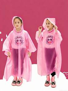 1pc Thickened Children's Raincoat, Random Color, Fashionable PEVA Poncho, Suitable For Students, Travel And Camping - Multicolor - View 7