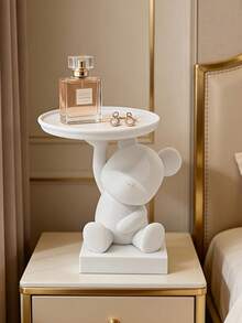 Teddy Bear Tray Jewelry Storage Organizer, Multifunctional Desktop Decor For Living Room, Holds Jewelry, Keys, Wireless Earphones And Other Small Items, Home Decor, Souvenir, Birthday Gift - One Size Fits All - View 3