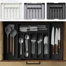 4pcs Large Plastic Cutlery Organizer Tray, Adjustable & Expandable Kitchen Drawer Divider, Suitable For Home Kitchen Use - Multicolor - View 3