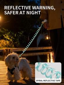 Correa para perro acolchada de algodón espacial cómoda, reflectante para caminar de noche, con amortiguación de resorte, diseño giratorio anti-, diseño retráctil adecuado para perros pequeños y medianos, disponible en múltiples colores - Celeste - Ver 5