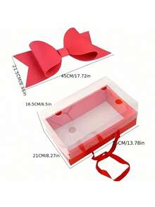 1pc Bowknot Gift Box Set, Suitable For Gift Packaging, Floral Packaging, Made Of Durable Plastic And Paper Material With Ribbon Handle, Ideal For Weddings, Parties, Birthdays, Valentine's Day And Other Occasions - Multiple Styles - View 5