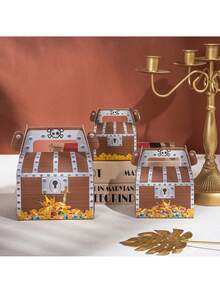 12pcs Pirate'S Treasure Paper Candy Boxes (With Golden Coin Patterns) – Small Gift Boxes For Pirate-Themed Birthdays Parties & Birthday Parties - View 4