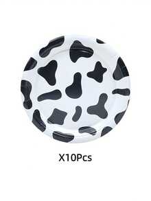 10/20pcs 7-Inch Cute Cow Pattern Disposable Paper Plates, Suitable For Birthday Parties, Party Decorations, Perfect For Farm Theme Parties And Family Picnics - View 8