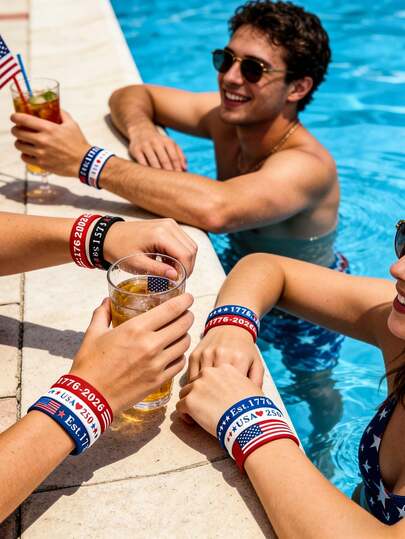 12 chiếc vòng đeo tay silicon yêu nước mừng Ngày Độc lập, đồ dùng trang trí tiệc Ngày Độc lập, vòng tay cờ Mỹ màu đỏ trắng xanh phù hợp cho kỷ niệm 250 năm Ngày Độc lập, Ngày kỷ niệm nước Mỹ, quà tặng tiệc yêu nước ngày 4 tháng 7, Ngày Tưởng niệm.