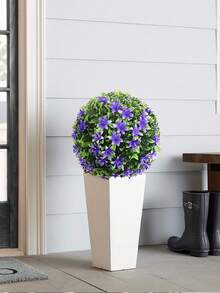 1pc Artificial Flower Ball, Rose Eucalyptus Grass Ball, PE Material, Outdoor Wedding Season Decor, Easy To Disassemble, Easy To Maintain, Party Events, Birthday Party Decorations, Home Decor, Outdoor Room Bedroom Wedding Kitchen Garden Decorations - Purple - View 9