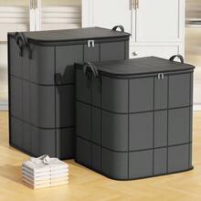 1pc Large Storage Bag, Suitable For Organizing Blankets, Clothes, Bedding, Foldable With Reinforced Handle, Transparent Window And Sturdy Zipper, Grey Color, Suitable For Decoration, Holiday, Room, Home, Bedroom, Etc. - Grey - View 4