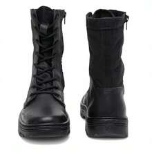Men's Tactical Military Boot With Reinforced Leather, Waterproof, With Adjustable Zipper - Cheap - Black and White - View 3