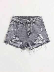 Denim Shorts, Minimalist & Fashionable, Suitable For Summer Shorts For Women Jeans - Light Grey - View 4