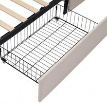 (=808182AAG) Upholstered Bed With LED Lighting And 4 Drawers, Height-Adjustable Headboard, 160x200cm Double Bed Frame With Storage, Wooden Slatted Base, Grey (Mattress Not Included) - Beige - View 6