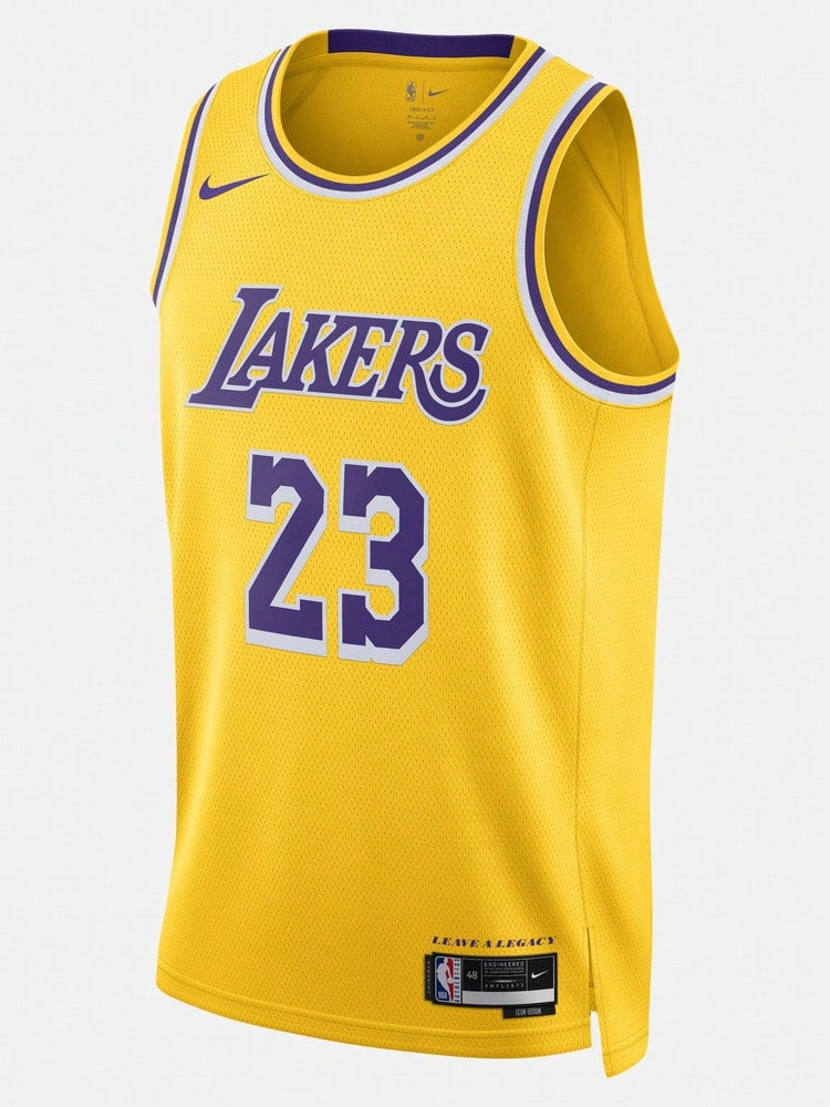 洛杉矶湖人队 Icon Edition Nike Dri-FIT NBA 男款摇摆人球衣 - 黃色 - 查看 1
