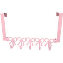 1个粉色蝴蝶结门后挂钩，壁挂式毛巾架，带5个挂钩，可爱乡村风格装饰，适用于卧室和浴室，可悬挂毛巾、帽子、衣服、包包、外套，家居收纳 - 彩色 - 查看 13