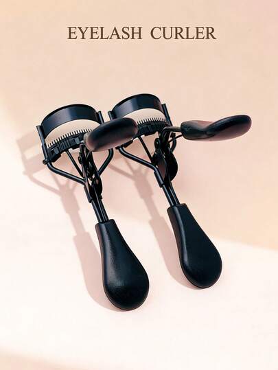2pcs Black Portable Eyelash Curler Set - Non-Slip Handle, Gentle Curl Shaping Without Damaging Lashes, Professional Lash Lift Makeup For Big Eye Look, Quick Curling & Long-Lasting Shaping, Practical Travel & Home Beauty Tool Combo