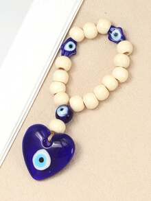 1pc Oil Drop Eye Keychain, Glass Heart & Star Shaped Pendant, Suitable For Bag, Car Decoration, Daily Use - Blue - View 10