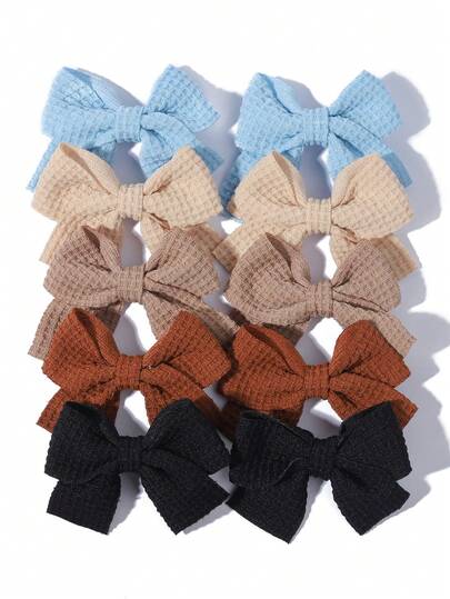 10pcs Waffle Fabric Hair Accessories Set, Gentle Retro Style Suitable For Daily Wear