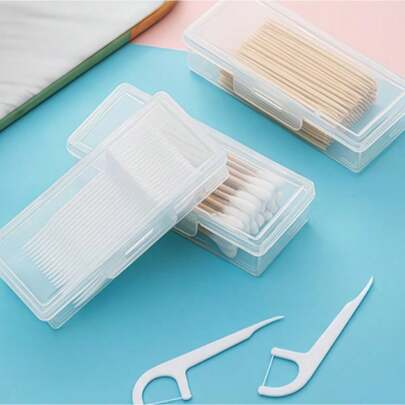 Hộp đựng đồ du lịch di động (1/4 chiếc) dùng để đựng tăm bông, chỉ nha khoa, trang sức | Nhỏ gọn, nhẹ, làm bằng nhựa, lý tưởng để đựng đồ trang điểm, sơn móng tay, bông mút trang điểm, quà tặng cho bạn bè, sinh nhật, Lễ tình nhân, Giáng sinh, Năm mới.