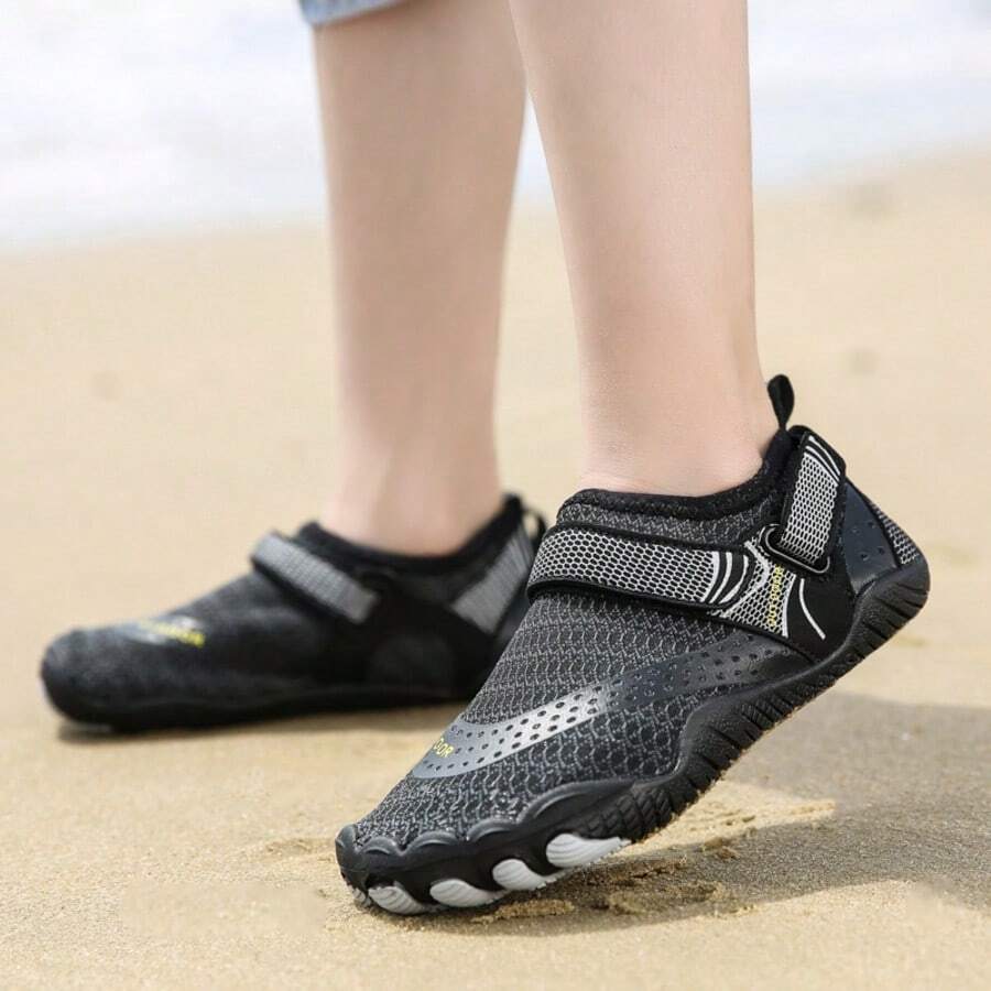 Couples' Beach Water Shoes, Five-Finger Design, Outdoor Casual Shoes, Shock-Absorbing Drainage Holes - Black - View 1