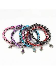 Colourful Evil Eye Bead Bracelets, Bohemian-Style Bracelets, Vintage And Niche Jewellery; Perfect For Everyday Wear, Holiday Fashion Accessories, And As Lucky Gifts. - EY6126BK00 - View 1