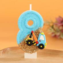 1pc Blue & Gold Excavator Flashing Digital Birthday Cake Candles, Party Decoration For Birthday Celebration, Cute Handmade Digital Candles - Birthday Candle Number - View 14