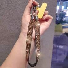 1条宽版水晶水钻腕带，奢华时尚挂绳，独特个性化高端手机挂饰，防丢钥匙链 - 彩色 - 查看 11