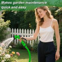 Extendable Garden Hose, 61 M (200 Ft), Green, With 6 Spray Modes, Flexible And Retractable For Gardening - B - Xem 7