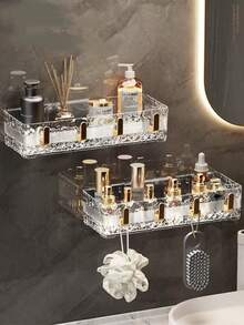 1pc Bathroom Shelf Rack, Wall Mounted Organizer For Bathroom, Vanity, Toiletries Storage - Multicolor - View 9
