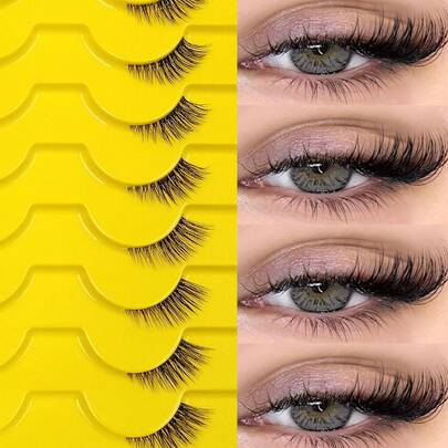 Asiteo 10 Pairs False Eyelashes Natural Half Lashes Cat Eye Clear Band Lashes,Soft Fluffy And Wispy Lightweight Fake Lashes,3D Faux Mink Lashes-For Used Daily Makeup Extension Lashes Reusable Natural Look Eyelashes Corner