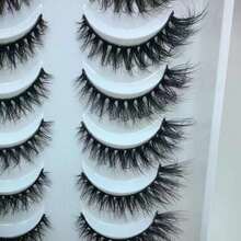 10 Cặp lông mi giả 5D kiểu mắt mèo, chất liệu giả lông chồn, kiểu đan chéo dày dặn, tự nhiên và quyến rũ, lông mi cong tự nhiên dùng cho trang điểm. - Xem 2