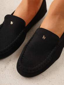Soft Suede Loafers Women's Casual Spring/Fall Shoes - Black - View 4