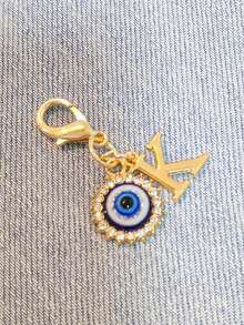1pc Initial Letter Blue Evil Eye Rhinestone Keychain - Symbolic Gift, Protection And Good Luck - Fashion Accessory, Suitable For Car Keys/Bag Pendant, Ideal Holiday Gift Accessory - Multicolor - View 30