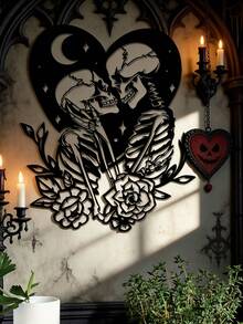 1 件哥特式骷髅铁艺墙饰，适用于卧室、客厅、门厅 - 骷髏戀人 - 查看 9