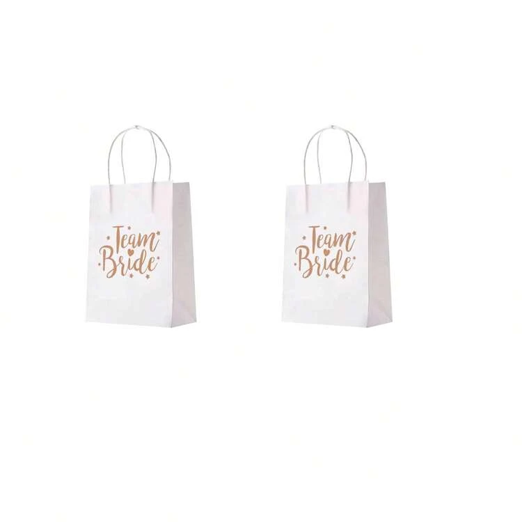 Túi quà màu vàng hồng 27*21*11cm, túi tote giấy Kraft cho cô dâu và phù dâu trong đám cưới, phong cách tươi mới. - Xem 8