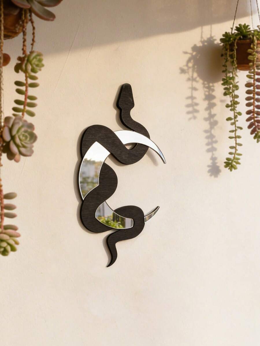 1 cái Đồ treo tường hình con rắn màu đen, Đồ trang trí treo tường hình mặt trăng và con rắn cho gia đình, trang trí nhà cửa, trang trí phòng, trang trí tường