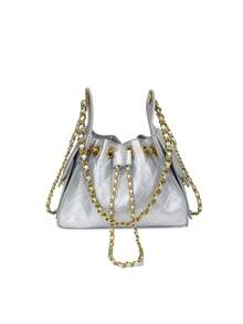 Fashionable Artificial Leather Niche Design Handbag Daily Elegant Temperament Simple Shoulder Bag High-End Crossbody Bag Suitable For Commuting,Dating - Silver - View 6