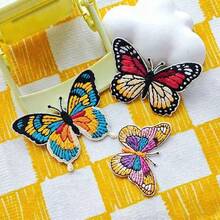 6 Peças Patch Bordado, Patches com Adesivo para Roupas, Chapéus, Jaquetas, DIY, Conjunto de Patch Bordado da Série Borboleta Colorida, Adequado para Capas de Telefone, Bolsas e Decoração de Roupas - Conjunto de 6 peças de adesivo termofusível - Visão 4