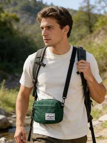 Túi đeo chéo nam bằng vải canvas màu xanh lá cây, túi đeo vai mini nhiều ngăn với dây đeo có thể điều chỉnh, túi nhỏ phong cách đường phố cho các hoạt động hàng ngày và cuộc sống sinh viên. - Nhiều màu - Xem 4