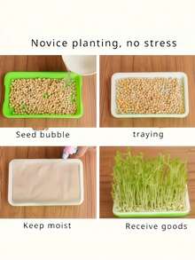Sprouting Seed Sprouting Kit With Sprouting Tray And Base - Compact Sprouting System For Peas, Beans, Wheat, Pet Grass - Green Sprouting Cultivator With Drainage Holes (Seeds Not Included) - Multicolor - View 8