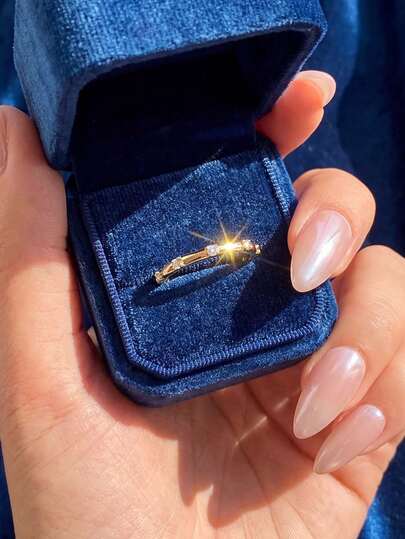 1 chiếc nhẫn tối giản, thời trang, đính đá Zirconia tinh tế, chất liệu bạc 925, trang sức cao cấp dành cho nữ, nhẫn đeo hàng ngày, phụ kiện dự tiệc, nhẫn nữ chất lượng cao, quà tặng trang sức tinh xảo.