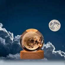 1 个 LED 水晶球夜灯，USB 供电发光装饰水晶球，创意办公桌配件，节日、生日、万圣节的完美礼物 - 水晶球內雕發光小夜燈 - 查看 9