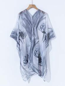 1 chiếc khăn choàng lớn đa năng họa tiết hoa sen chuyển màu mới, thích hợp cho mùa xuân, hè và thu. - Nhiều màu - Xem 11