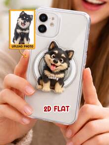 1pc Personalized Pet Photo To 3D Style Cartoon Phone Grip, Custom Dog & Cat Portrait Mobile Stand With Name, Unique Gift For Pet Lovers - As Shown 1 - View 8