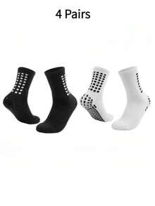 6 đôi tất bóng đá nam, tất thể thao ngắn/dài dày dặn chống trơn trượt, tất bóng rổ đệm bông. - Đen và trắng - Xem 8